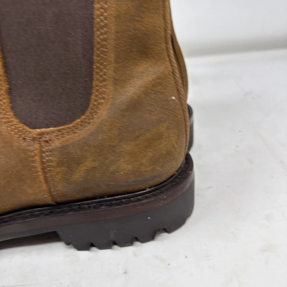 Men 10.5 Taylor Stitch Ranch Boot Redwood Waxed Suede Chelsea Ankle Vibram Brown